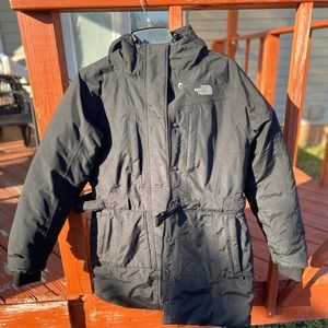 The North Face Women's Jacket Coat Hyvent Parka Long Blk Goose Down w/ hood sz M